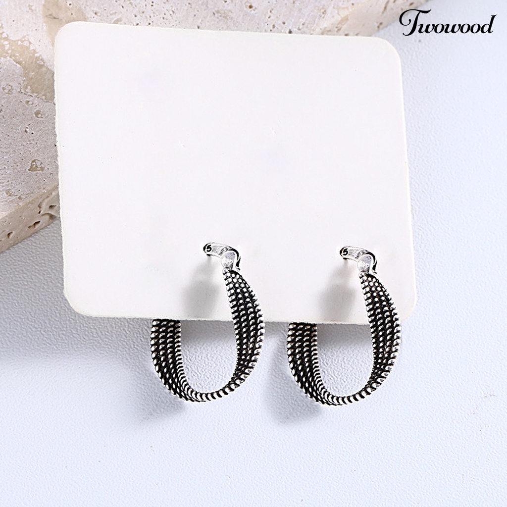 1pc Anting Wanita Model Twisted Plating Gaya Korea Untuk Pesta Pernikahan