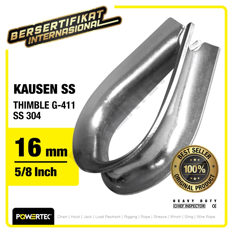 POWERTEC Thimble Wire Rope Kausen Sling Stainless Steel 16mm - 5/8"