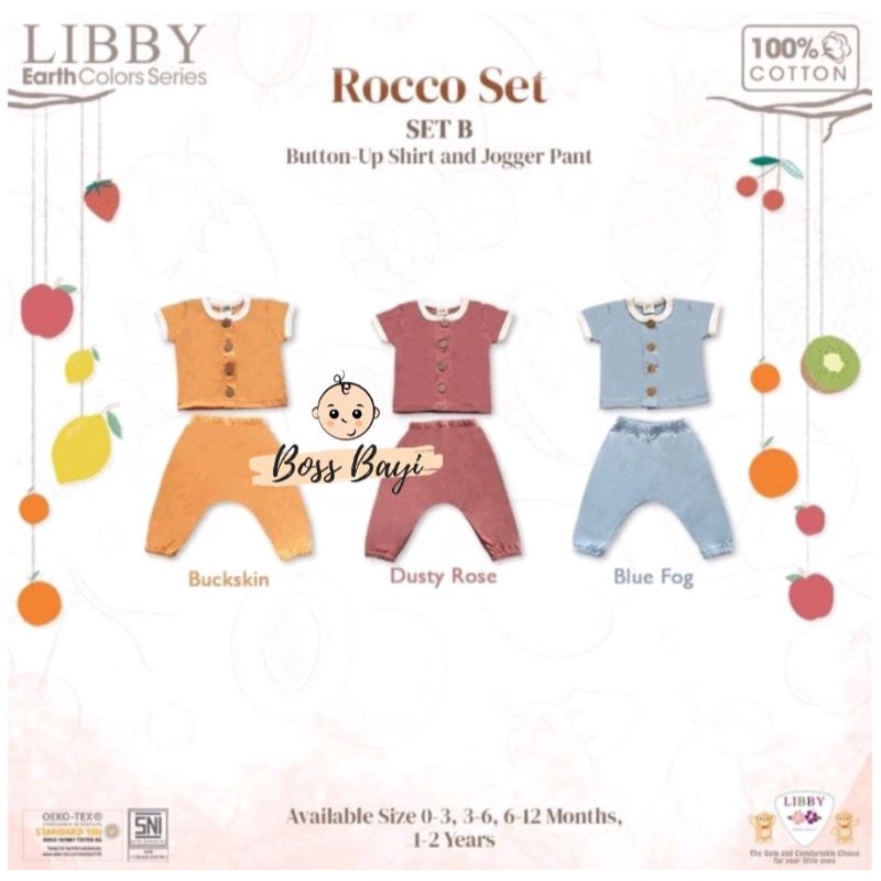 LIBBY BABY ROCCO Set  Earth Series Setelan Bayi / Anak Lengan Pendek Celana Joger