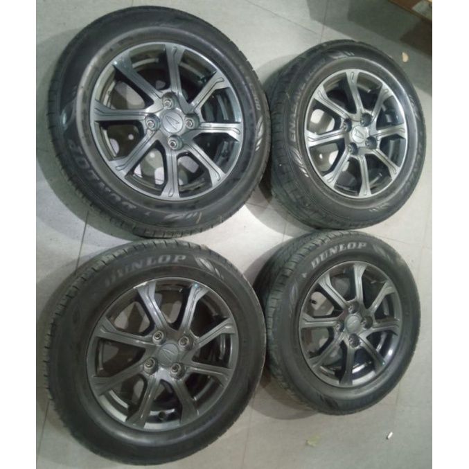 Velg Mobil Oem Copotan Ayla Ring 14 Pcd 4x100 + Ban Dunlop 175 65 R14 Buat Agya Calya Sirion Sigra K