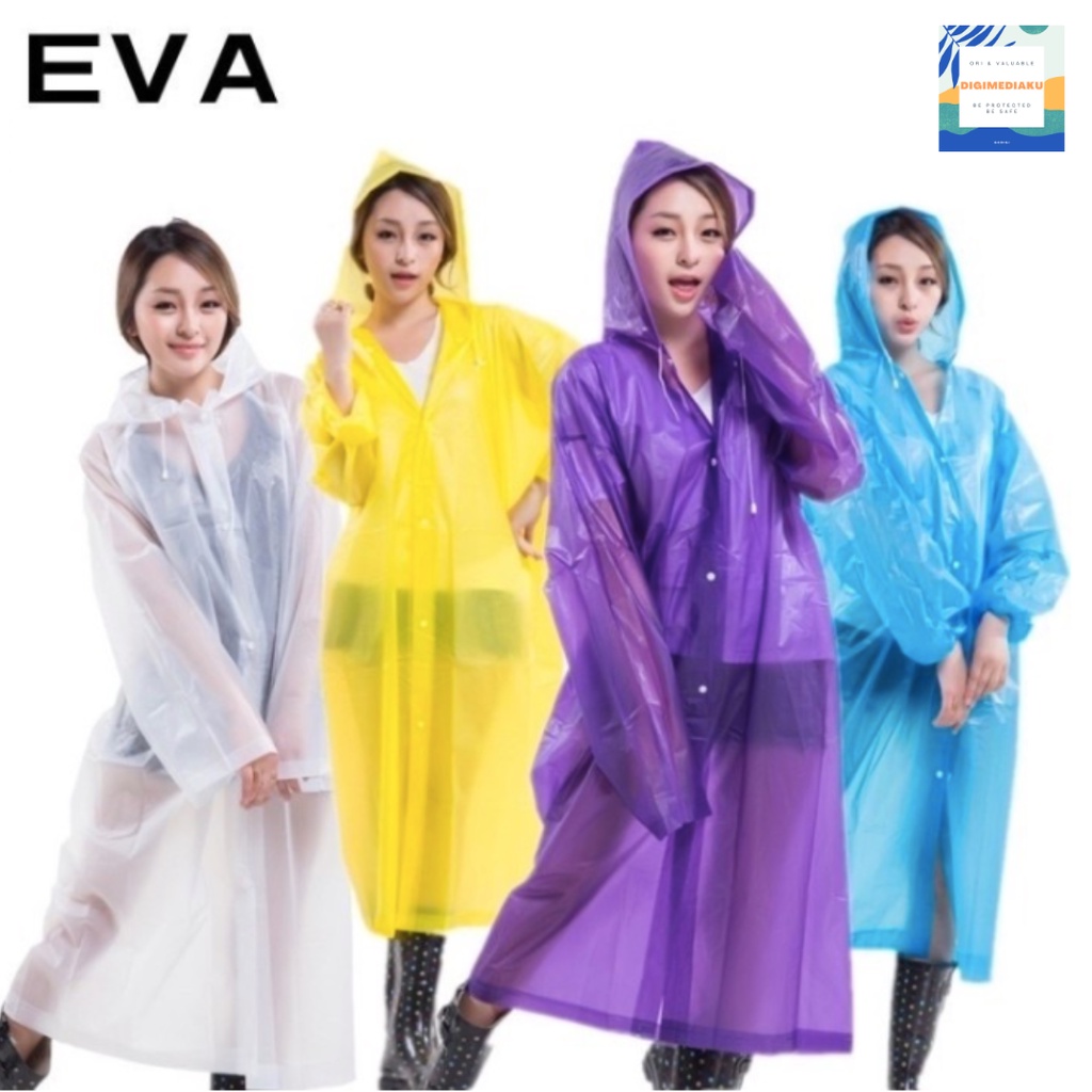 Jas Hujan EVA Tebal Jas Hujan Poncho Warna Polos Jas Hujan Model Korea