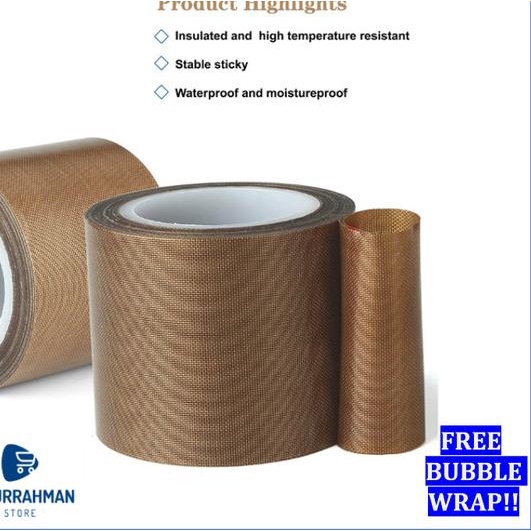 

Kertas Kain Teflon Silpat Tape Tahan Panas Mesin Press Sealer Baking - 20mm x 10m
