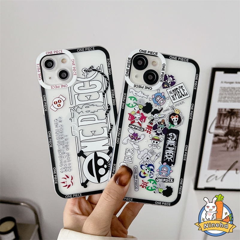 Soft Case Casing Compatible for iPhone 14  13 12 11 Pro Max X Xr Xs Max SE 8 7 6 6s Plus Motif Stiker Kartun Cartoon One Piece Case Sticker Style Phone Case Clear All-inclusive Anti-fall Camera Protector Phone Protective Cover