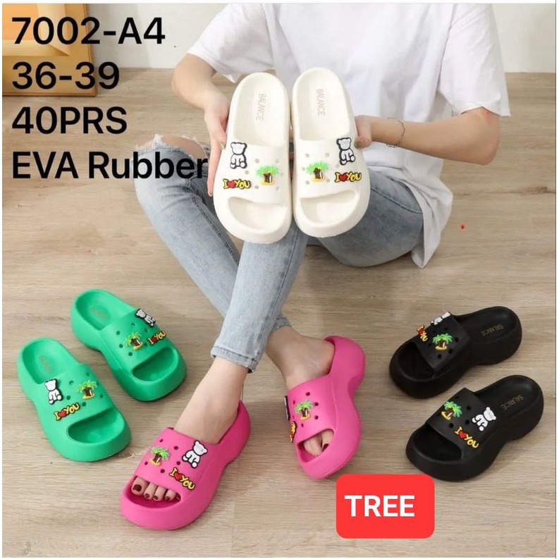 Sandal Fuji / Sandal Wanita Jelly Wedges Eva/ Selop Wedges Tebal variasi Jibbitz BALANCE 7002