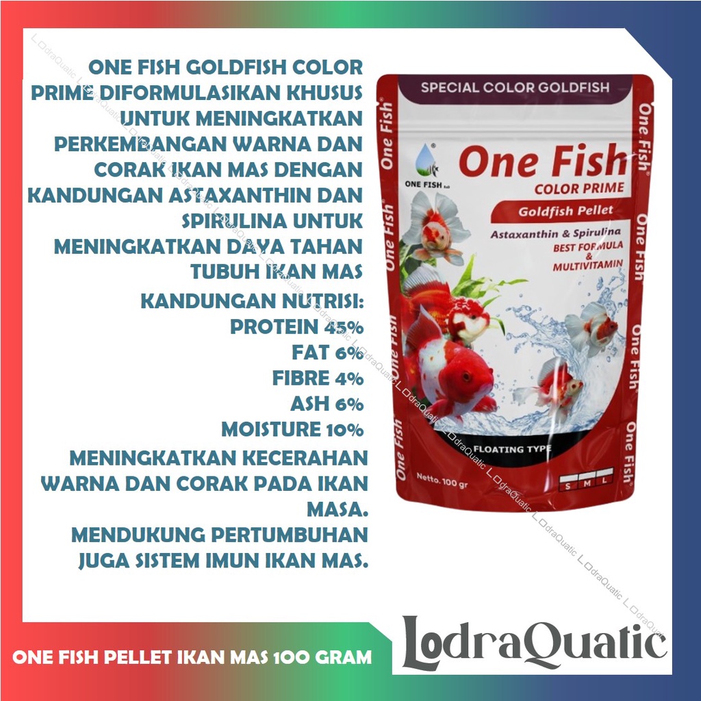 ONE FISH PELET GOLDFISH PELET BOOSTER WARNA IKAN MAS KOKI ANTI STRESS PAKAN IKAN MAS KOKI ORANDA RANCHU LION HEAD KHUSUS PROGRESS KOKI PREMIUM RED PREMIUM BLUE PREMIUM YELLOW