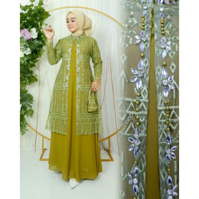 YASMIN DRESS // BAHAN TILLE BORDIR MUTIARA MIX CERUTY // BAJU PESTA // KEBAYA MODERN // KEBAYA WISUDA // By Jannah