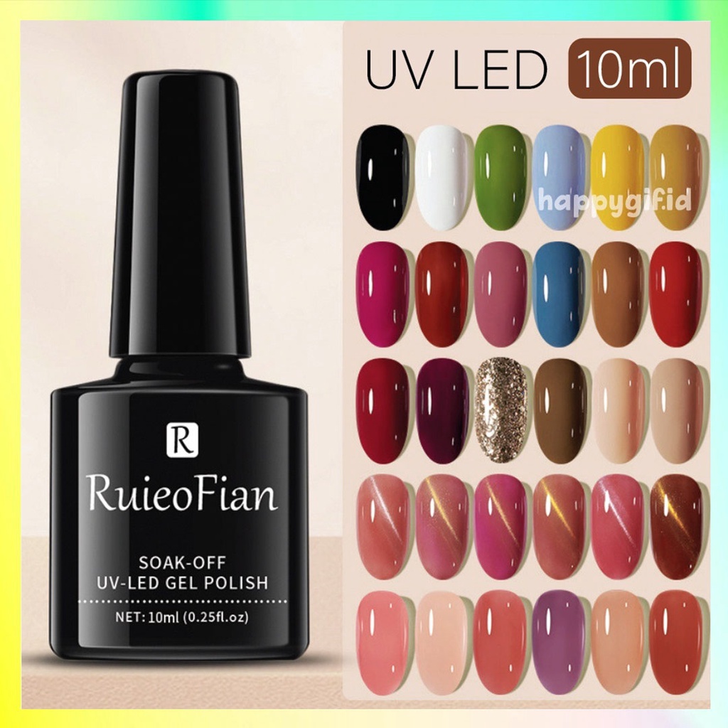 24 Color RUIEO FIAN Kutek Soak Off Gel Halal UV Polish 10 ml Cat Kuku RuioeFian KU035