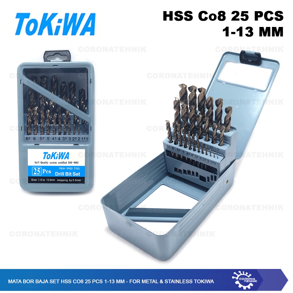 Tokiwa - Mata Bor Baja Set HSS Co8 25 Pcs 1-13 mm - Metal &amp; Stainless