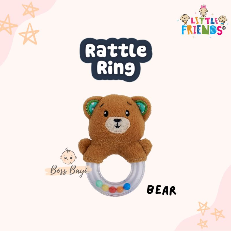 LITTLE FRIENDS Rattle Ring New - Mainan Genggam Bayi Anak Ring Boneka