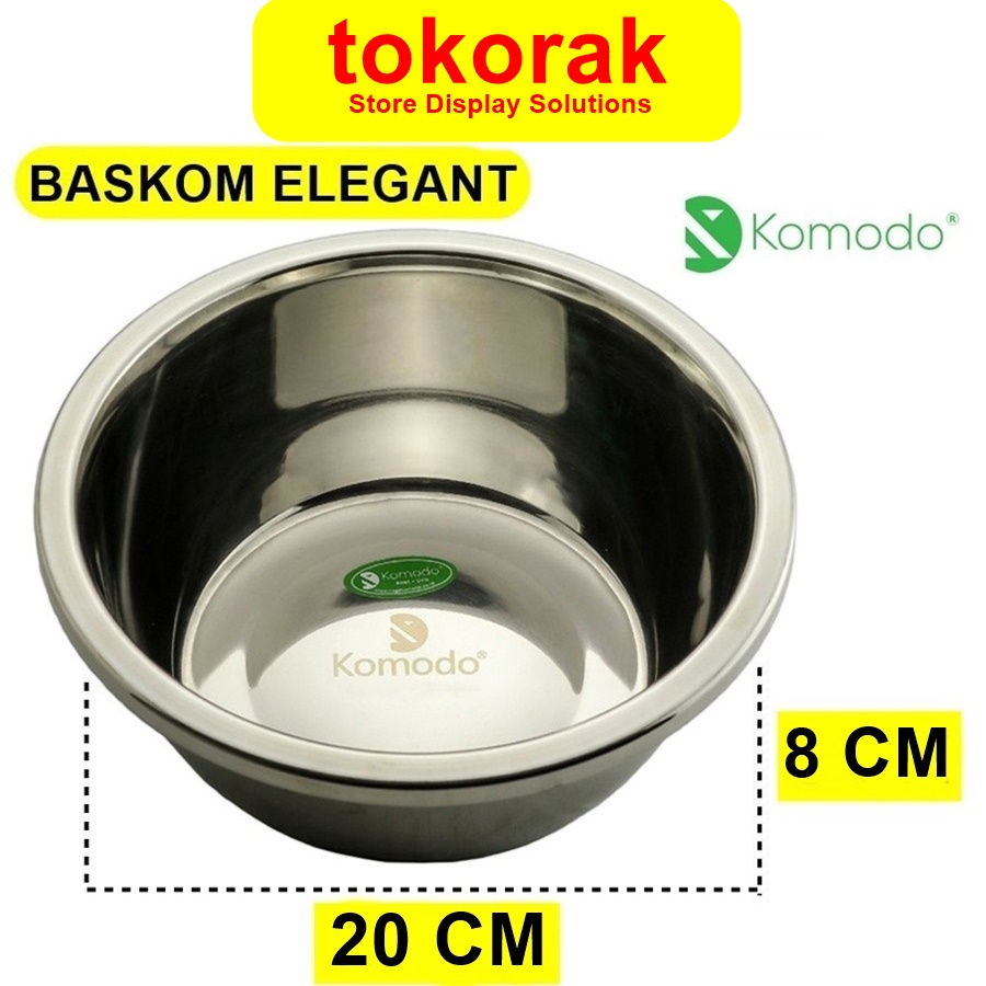 BASKOM KOREA STAINLESS STEEL TEBAL 20 CM KOMODO - BASKOM TEMPAT ADONAN