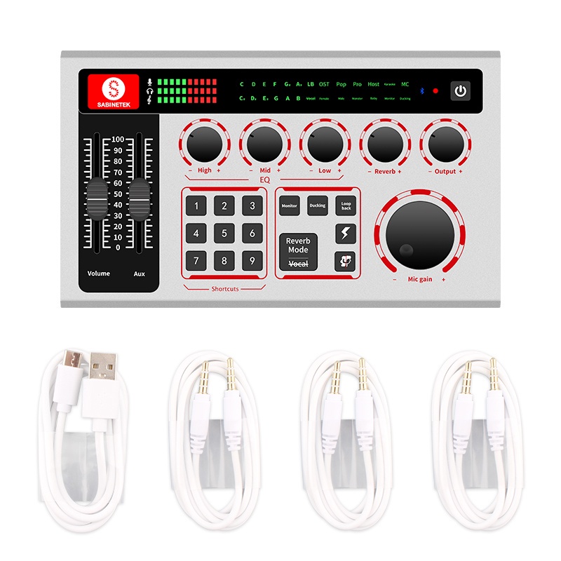 X60 SoundCard  Sound Card   Bluetooth compatible External Wireless DJ Mixer Pengurangan Kebisingan untuk Streaming Langsung Alat Peralatan