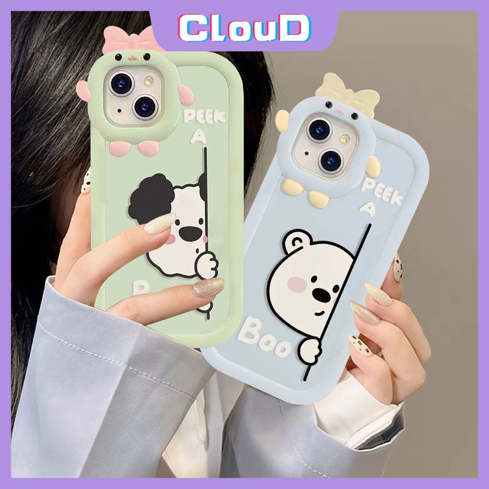 Couple Case Realme C35 C12 C30 C25 C15 C31 C33 C21Y C21 C25Y C3 C20A C11 C25s C17 8i 9i 9Pro+9 7i 8 7 5s 8Pro 5i 6i 5 C20 C2 3D Bow Mosnter Lens Soft Tpu Lucu Sarung Bear Puppy