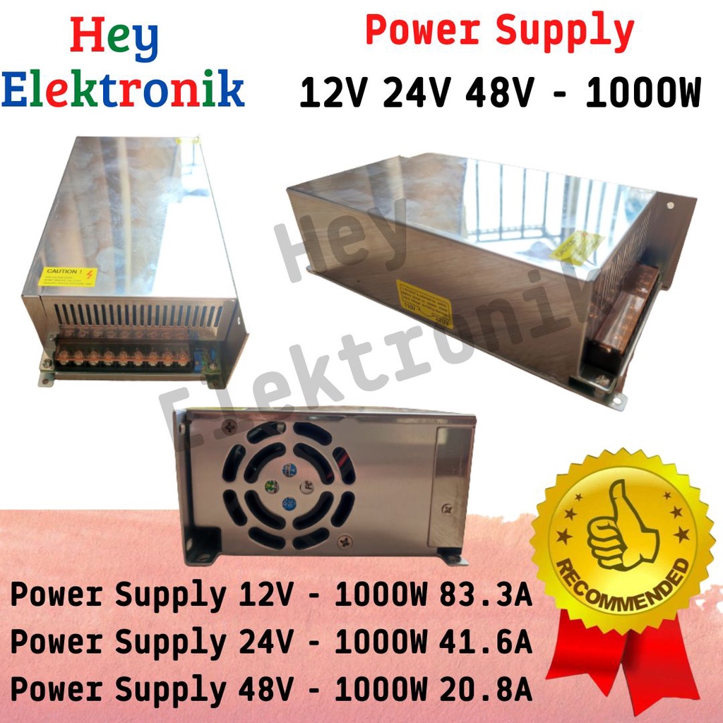 Switching Power Supply Dc 12V 24V 48V - 1000W 83.3A 41.6A 20.8A