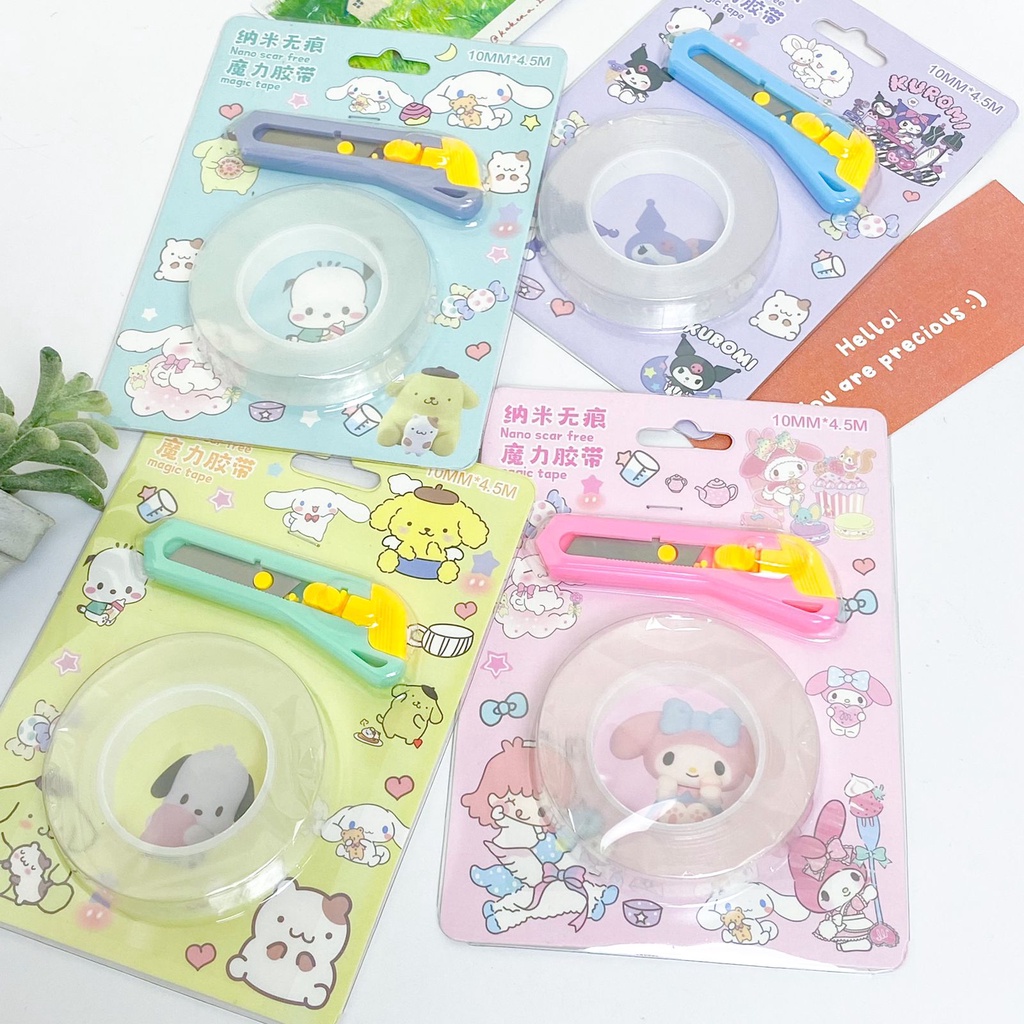 

PAKET SELOTIP + CUTTER SANRIO / 2 IN 1 TAPE + MINI CUTTER SANRIO WARNA WARNI PASTEL SELOTIP SOLATIP ALAT PEMOTONG KERTAS LUCU
