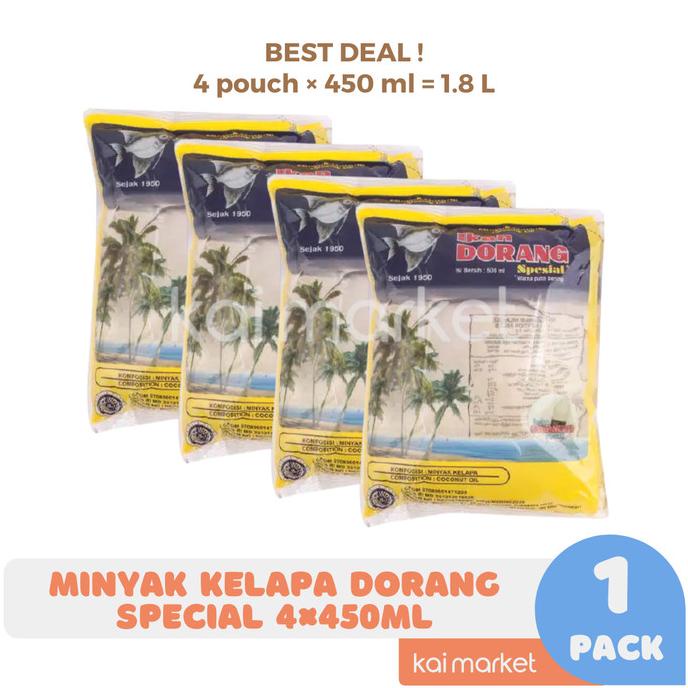 

Minyak Kelapa Ikan Dorang Spesial 4 pcs x 450ml (Total 1,8L 1800 ml)