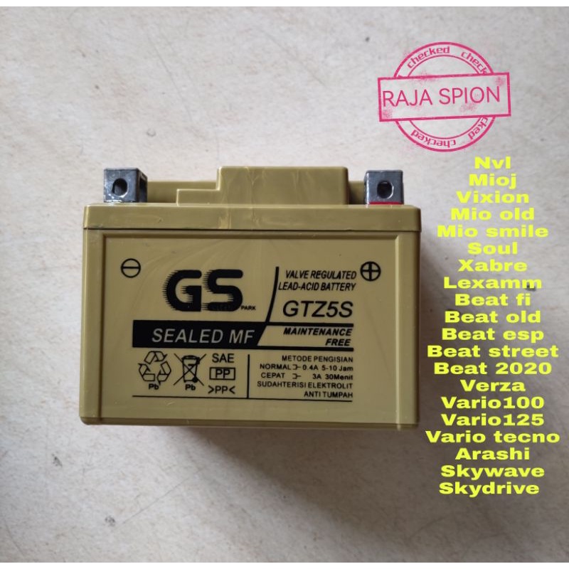 Jual aki full kering gs gtz5s/aki kering gs kharisma/aki kering gtz5s