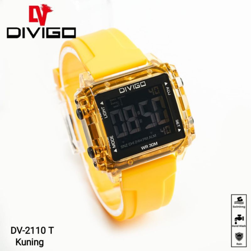 (Terima Cod)Jam Tangan Wanita/Pria Divigo Traspadan Digital Anti Air/Water Resist Strap Rubber/Karet