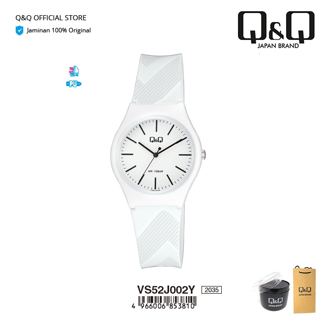 Q&Q QnQ QQ Jam Tangan Original Arloji Wanita Fashion Analog Rubber - VS52 VS52J VS52J002Y Water Resist 10 BAR-0