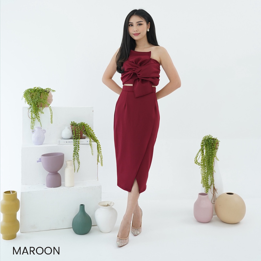 One Set Skirt Clay Setelan Dress Wanita