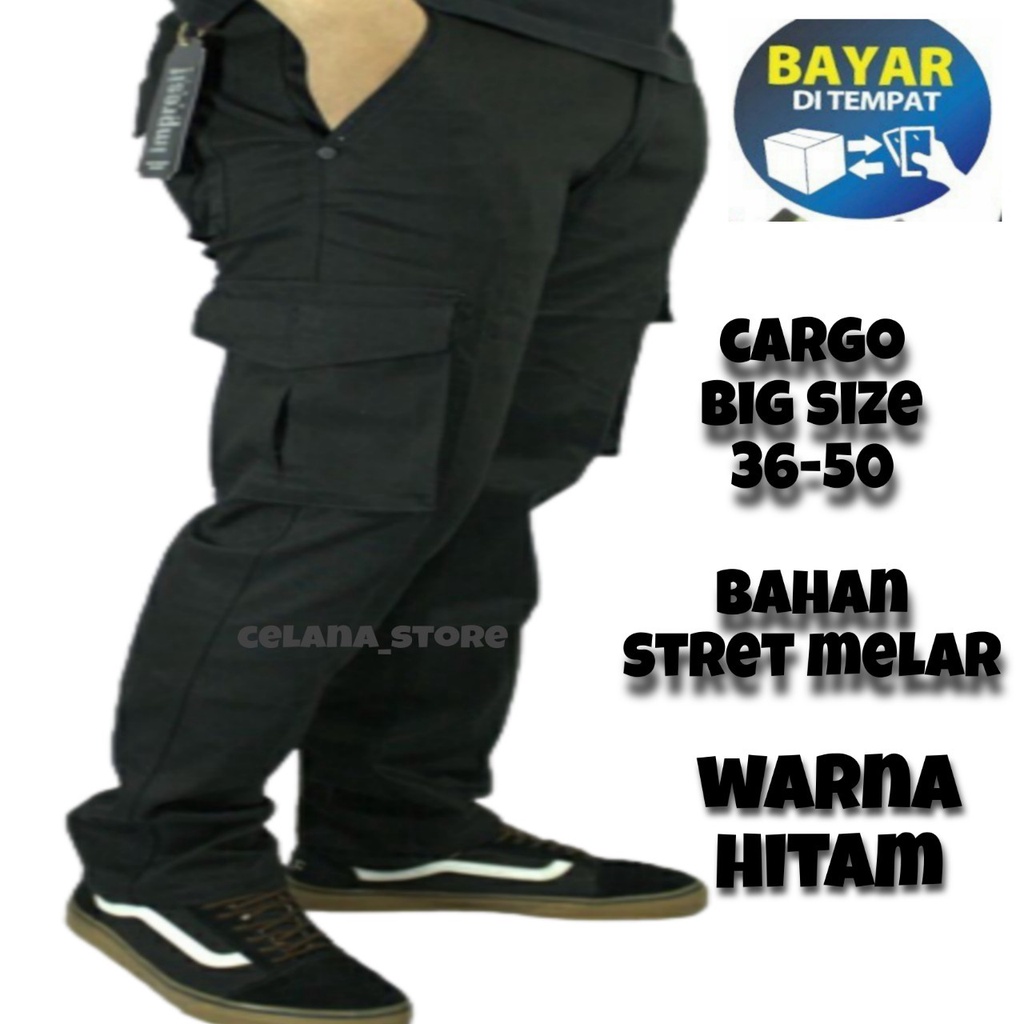 CELANA CARGO PANJANG BIG SIZE BAHAN STRET / CELANA CARGO BIG 35-50 / CARGO PANJANG JUMBO TERBARU / CELANA PANJANG CARGO PRIA