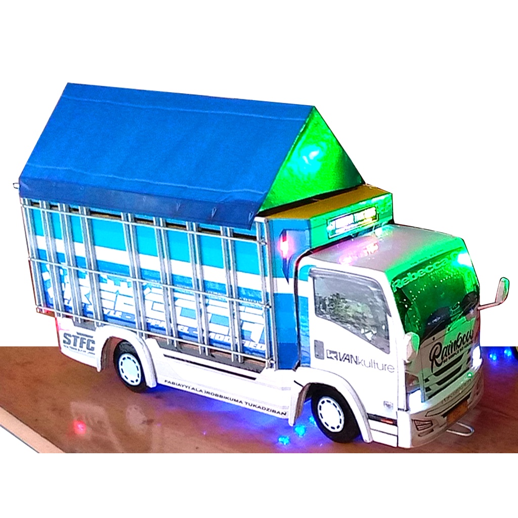 Miniatur Truk REBECCA rainbow bak 3D full lampu