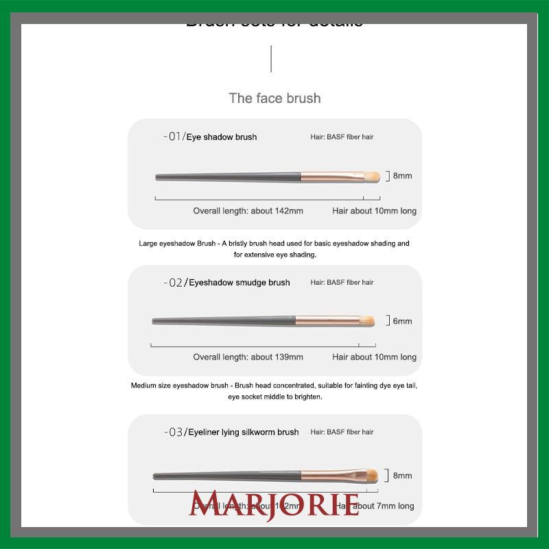 3PCS Eyeshadow Brushes Portable  Universal Eyeliner Berbaring Ulat Sutra Berbaring Kuas Rias  Set Alat Rias-MJD