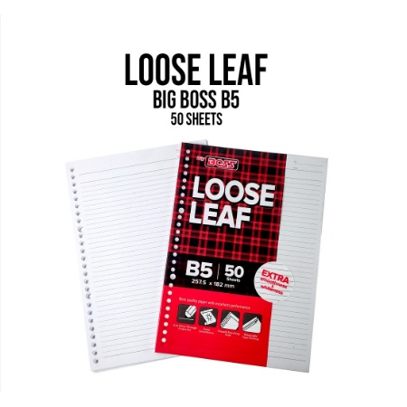 [KERTAS]-Loose Leaf Garis - 50lembar / kertas loose leaf / Kertas Loose Leaf BIG BOSS A5 / B5 - 50 lbr