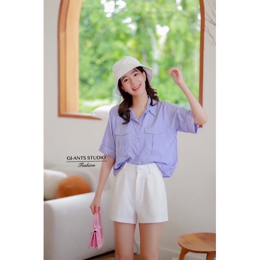 KEMEJA GIANTS BASIC KANTONG DUA|BLOUSE GIANTS BASIC IMPORT BANGKOK(BJFS216)