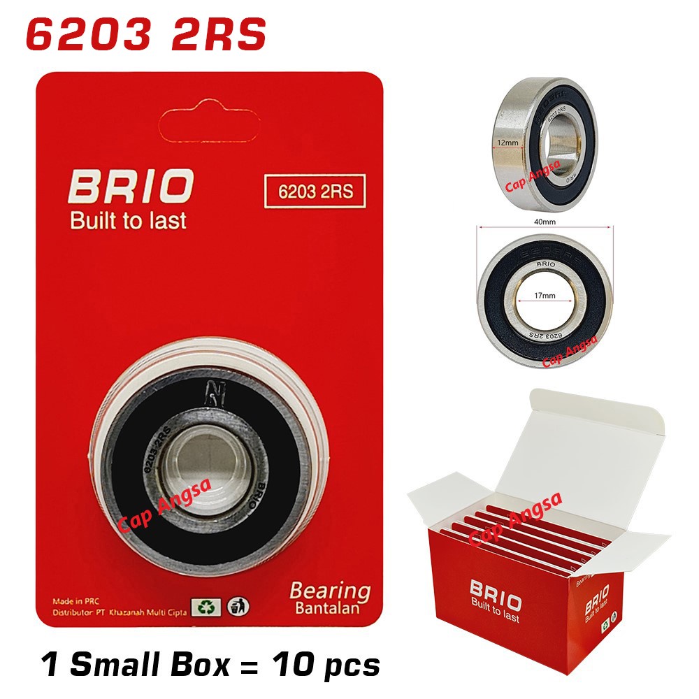 BRIO BEARING 6203 2RS 10pc KLAHER LAHER BERING KLAHAR LAHAR BANTALAN BOLA RODA DEPAN BELAKANG GEAR