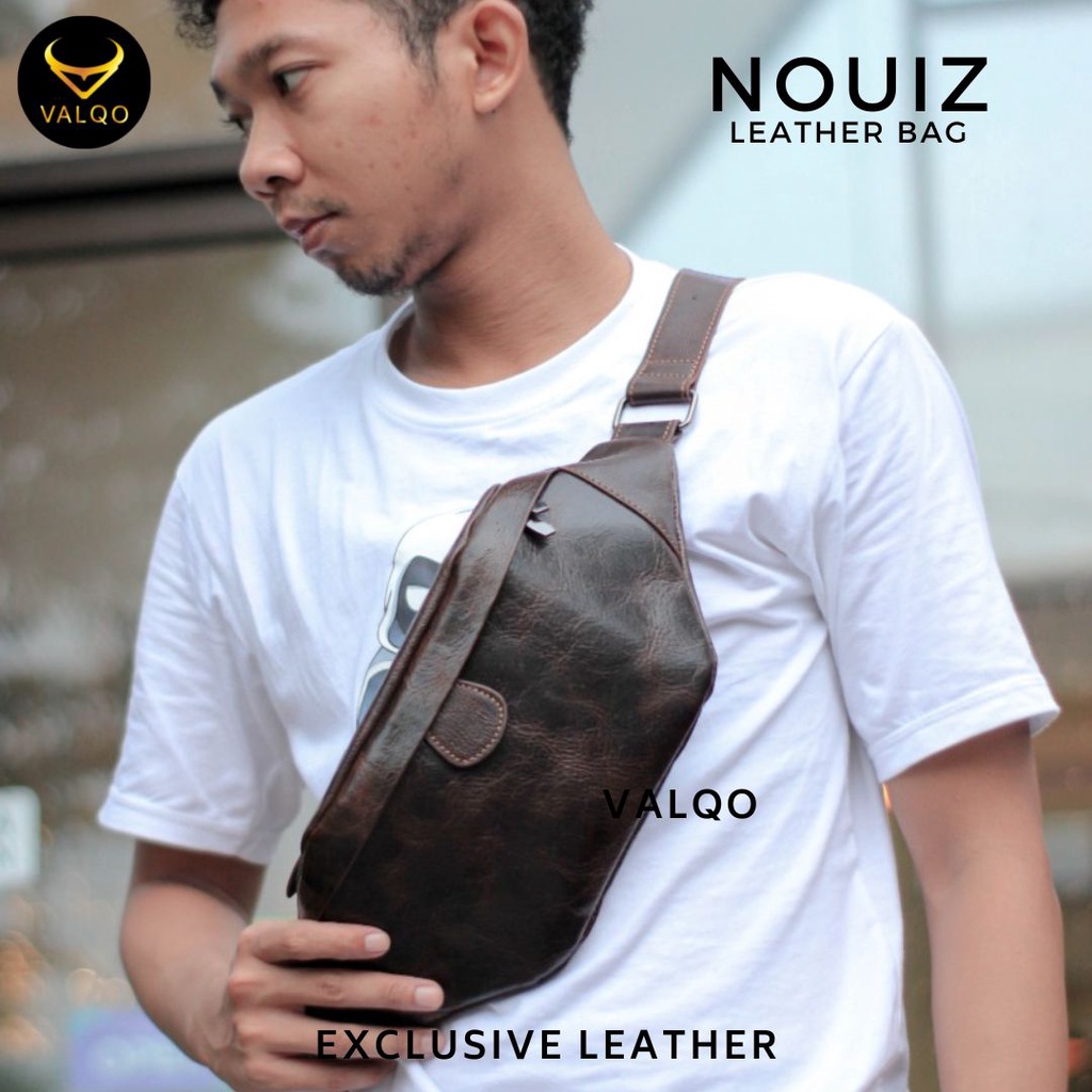 [VALQO] Tas NOUIZ Kulit Sapi Dada Pinggang Waist Bag Sling bag Cowok Cewek Pria Wanita Laki bisa COD