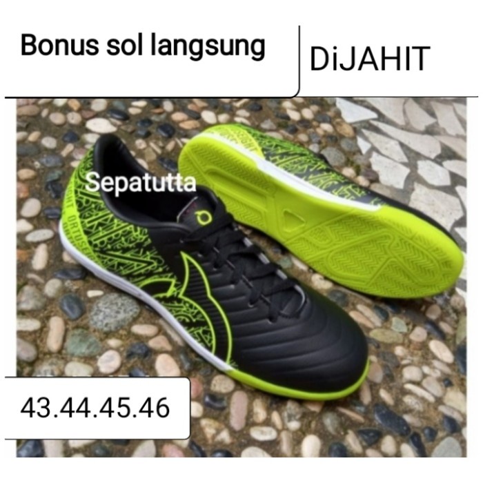 sepatu futsal ukuran besar Sepatu futsal big size 43.44.45.46 - Hitam stabilo, 43