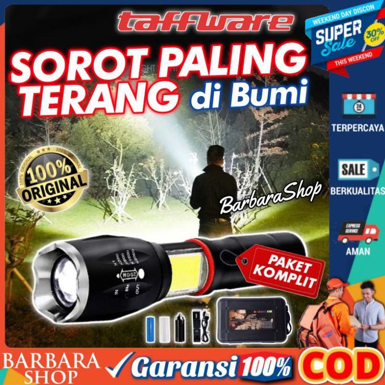 PRODUK- TAFFWARE PAKET SENTER LED SUPER TERANG JARAK JAUH LAMPU COB 8000 LUMENS CREE E17 XML T6 OUTD