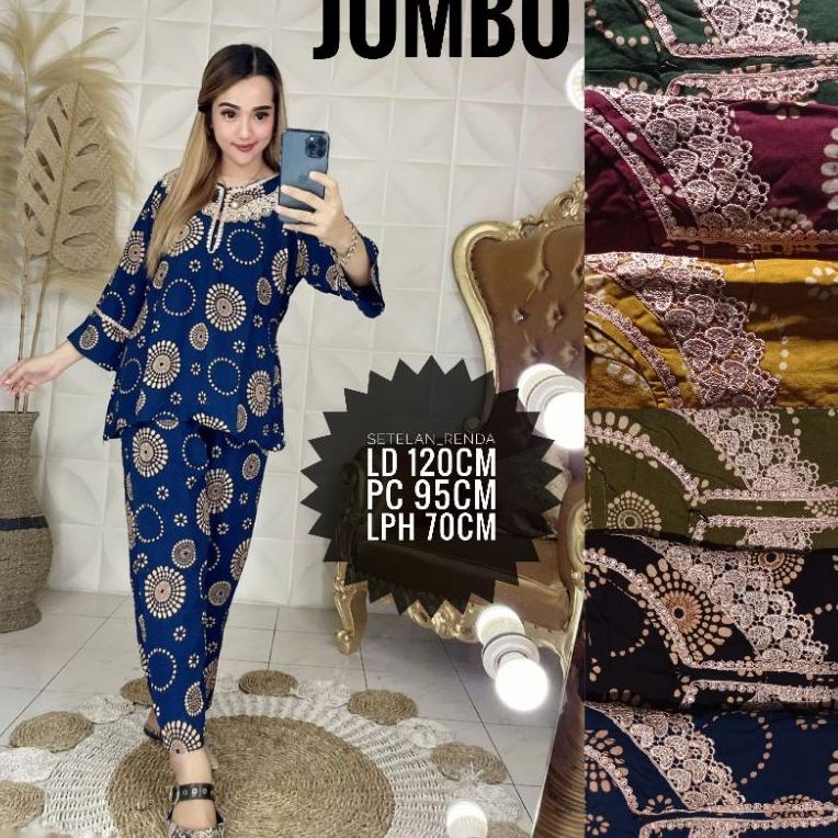 ㊫ NEW JUMBO SETELAN WANITA CPLP DASTER ARAB RENDA JUMBO LENGAN 3/4 PANJANG MOTIF TERBARU BEST SELLER