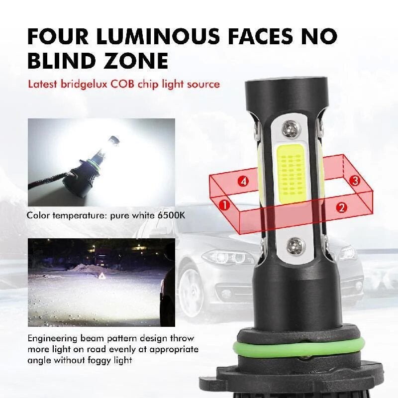 Lampu 4 Sisi Mobil LED X7 COB H4 H7 H11 HB3 HB4 HIR2 SUPER BRIGHT 2pcs