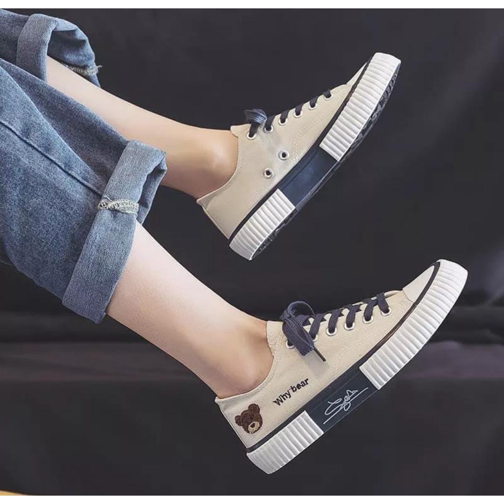 SEPATU WANITA SNEAKERS KOREA TEDDY BEAR LUCU COD