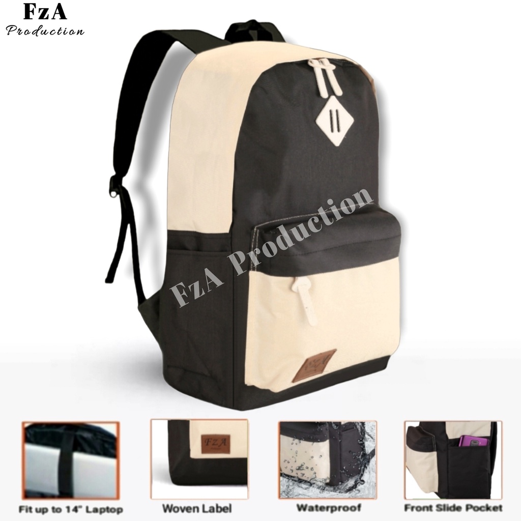 Tas Ransel  Punggung Distro Casual Pria Wanita / Tas Ransel Laptop Original FzA FREE Waist Bag