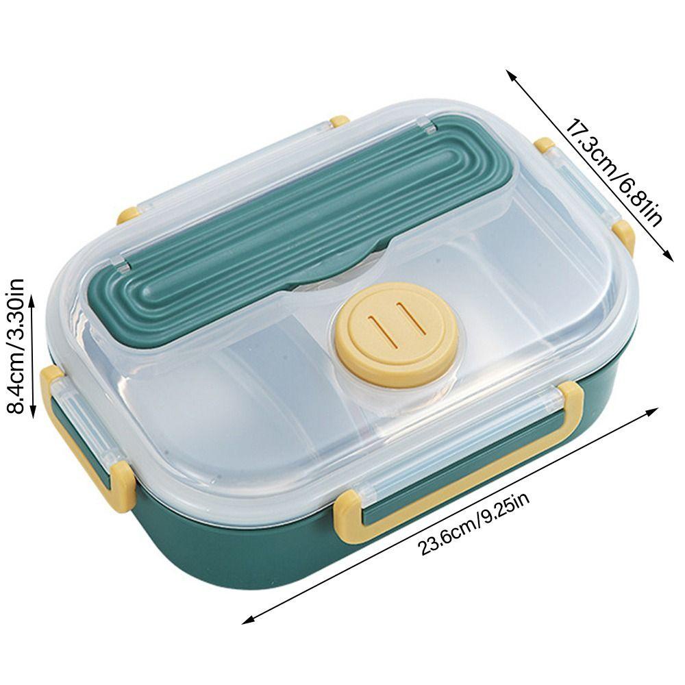 Preva Lunch Box Microwavable Rectangle Grid Dengan Sendok Wadah Makanan