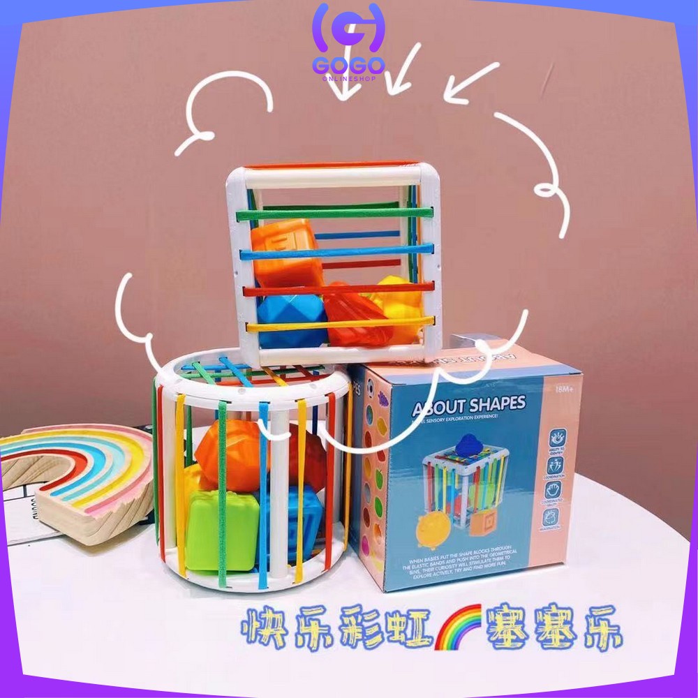 GOGO-M196 Mainan Rainbow Puzzle Kerincingan Bayi Sorting Puzzle Mainan Edukasi Anak Montessori Toys