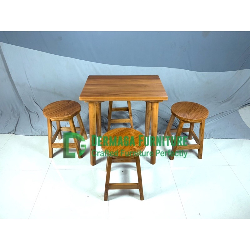 PRE ORDER SET MEJA KURSI STOOL MINIMALIS MEJA CAFE MINIMALIS FINISHING SIAP PAKAI