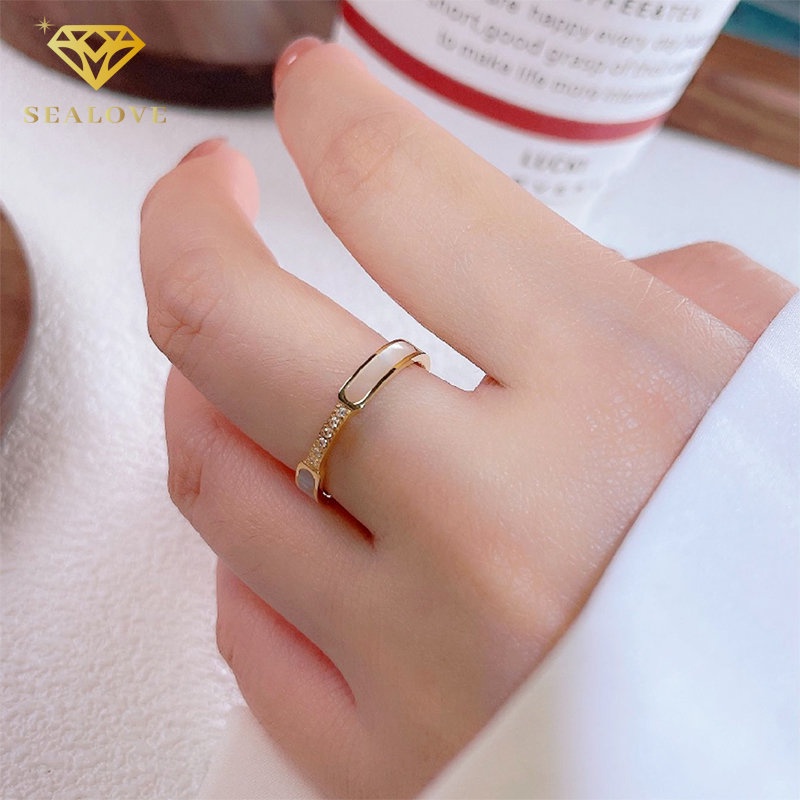 Cincin titanium anti karat berlian 18k emas cinxin wanita aksesoris perhiasan titanium asli