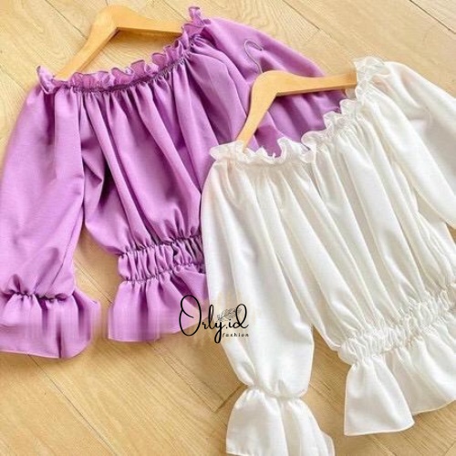 S-XXXXL JAYDA Baju sabrina Baju Atasan Sabrina Wanita Jumbo Crop Top Korean Style Blouse Lengan Panj