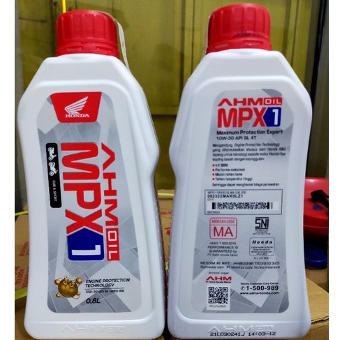 Oil AHM Oli MPX 1 0,8L 800ML Motor Bebek 4Tak SAE 10W-30 SL JASO MA