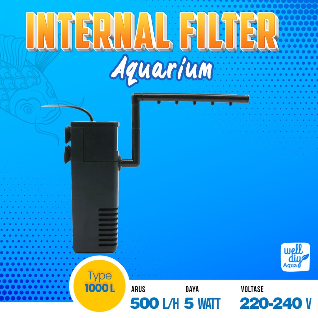 Filter Aquarium Mini Internal Quick Filter Pompa Celup 1000L 1200F