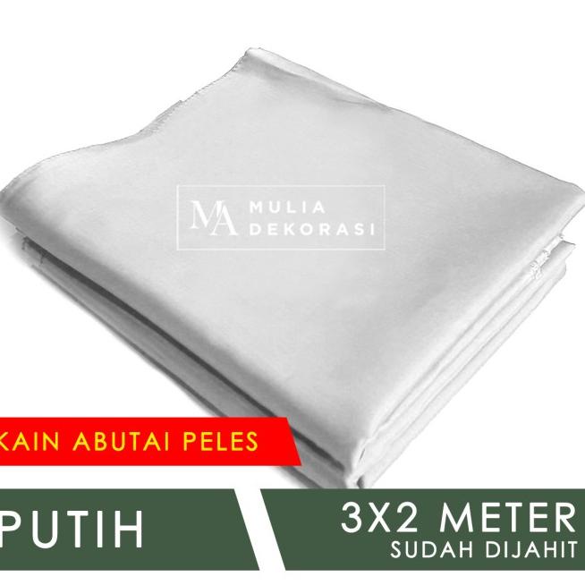 Kain Abutai Peles Dekorasi Backdrop Dijahit Nikahan Lamaran Syukuran - Putih, Kain + Tali