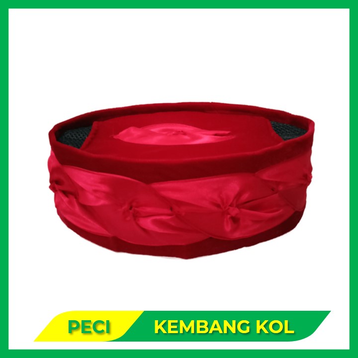Peci merah cabe motif Kembang kol merah cabe Songkok betawi kembang goyang model terbaru