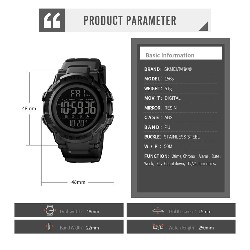 Jam Tangan Pria Skmei 1568 Full Black Jam Tangan Skmei Jam Tangan Karet Pria Jam Tangan Cowok Sport Jam Tangan Sport Skmei