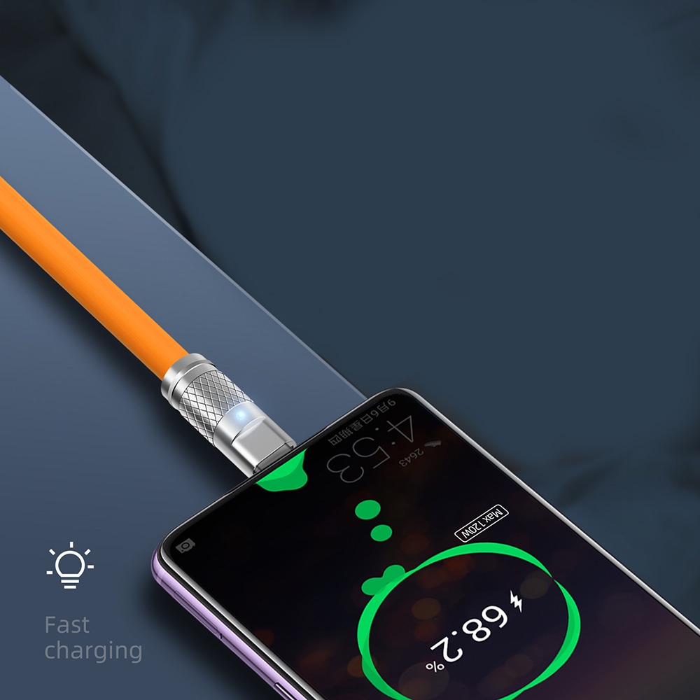 Kabel data / Charger Usb Tipe c fast charging Panjang 1M Dengan Lampu Untuk Apple / Android