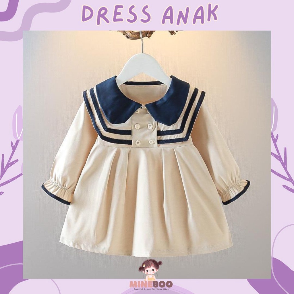 mineboo DRESS YEONA EBV Baju Dress Anak Perempuan Import ress anak/Bayi Perempuan Gaun bayi Rok Anak tipis Pakain anak perempuan cewek inport dress pesta anak cew lucu