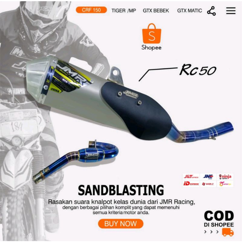 knalpot crf type rc 50 sandblasting header bluemoon jmr racing 4135