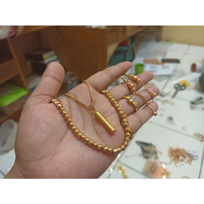 SET GELANG FULL BIJI LADA GOLD